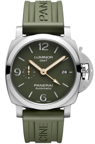 Panerai 2020 PAM1056 Luminor 1950 GMT Green Dial 44mm Automatic Stainless Watch